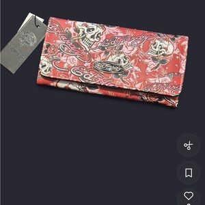 Ed Hardy Red and White Skull Wallet